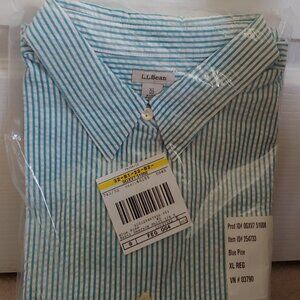 L.L. Bean Seersucker 3/4 sleeve button up shirt